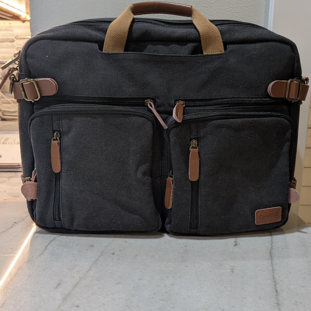CoolBell Convertible Backpack Messenger Charcoal Gray Canvas Men's Laptop Bag